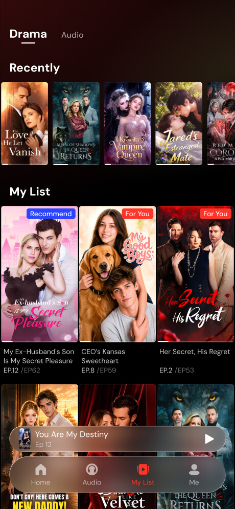 DramaSavor app My List screen